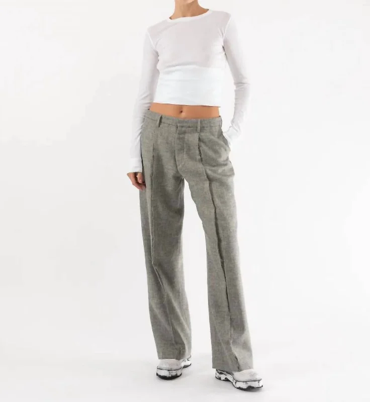 Exposed Seam Trousers In Light Heather Grey