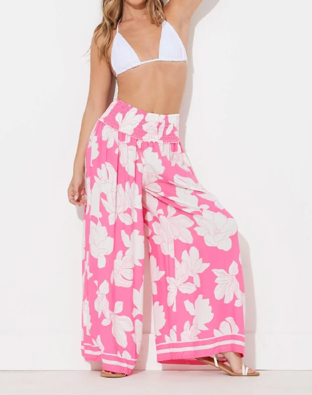 Floral Beach Pant In Pink