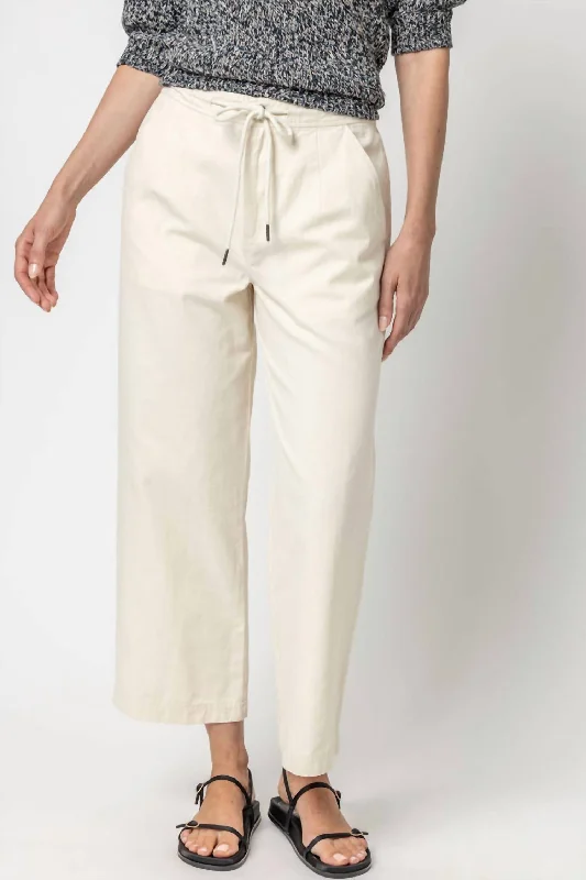 Women's Canvas Drawstring Pants In Ecru