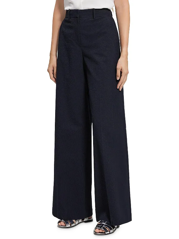 Womens High Rise Solid Wide Leg Pants