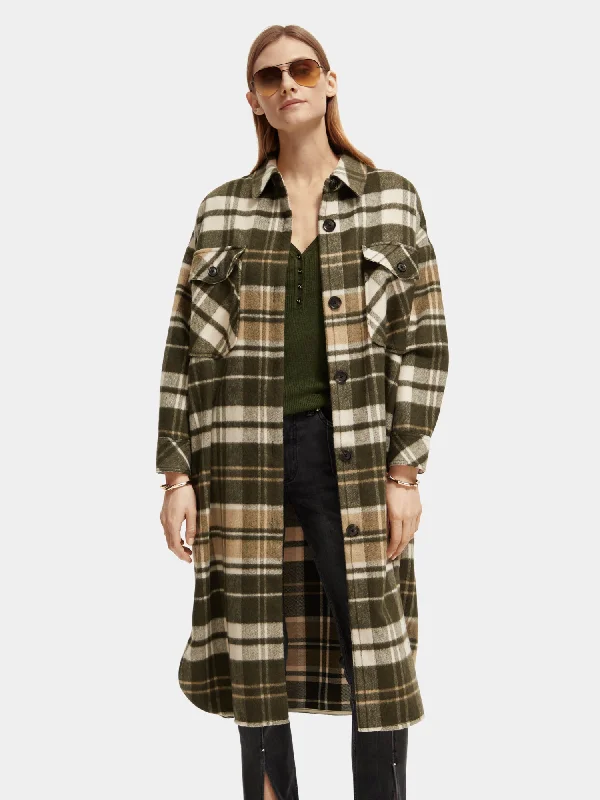 Checked wool-blend jacket