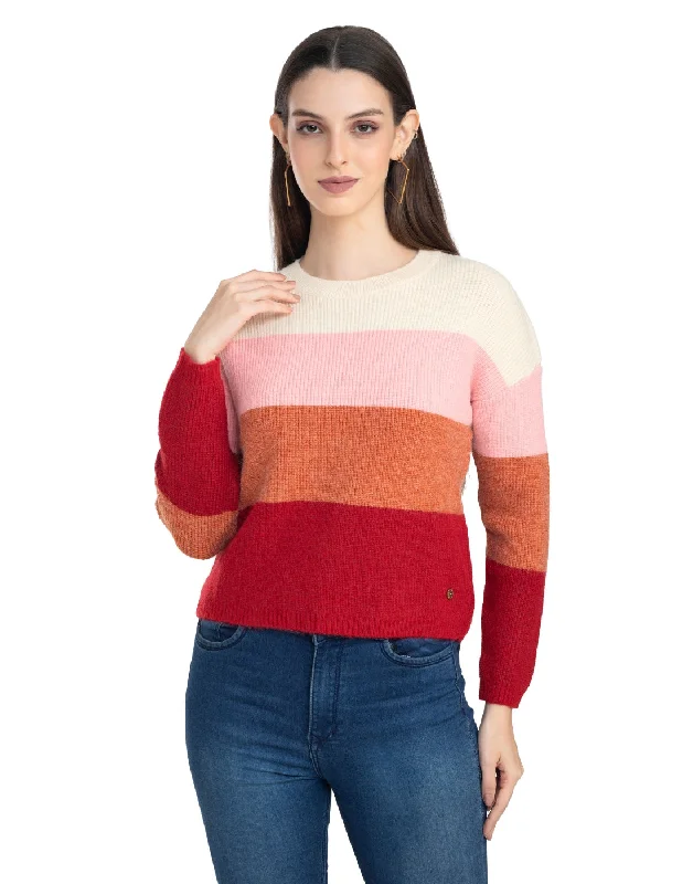 Moda Elementi Knitted sweaters pullover styles Red