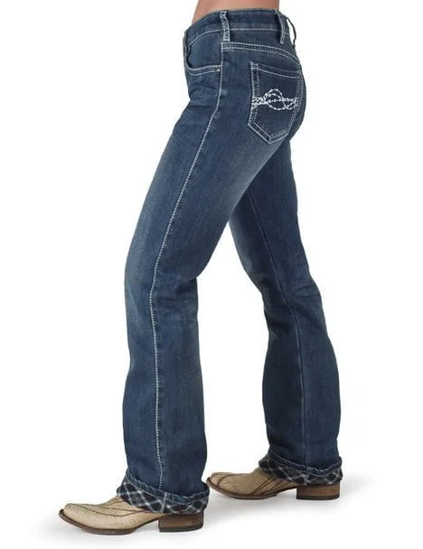 Cowgirl Tuff Womens Edgy Flannel Medium Wash Cotton Blend Jeans