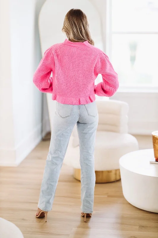 Falling For You Cardigan - Pink