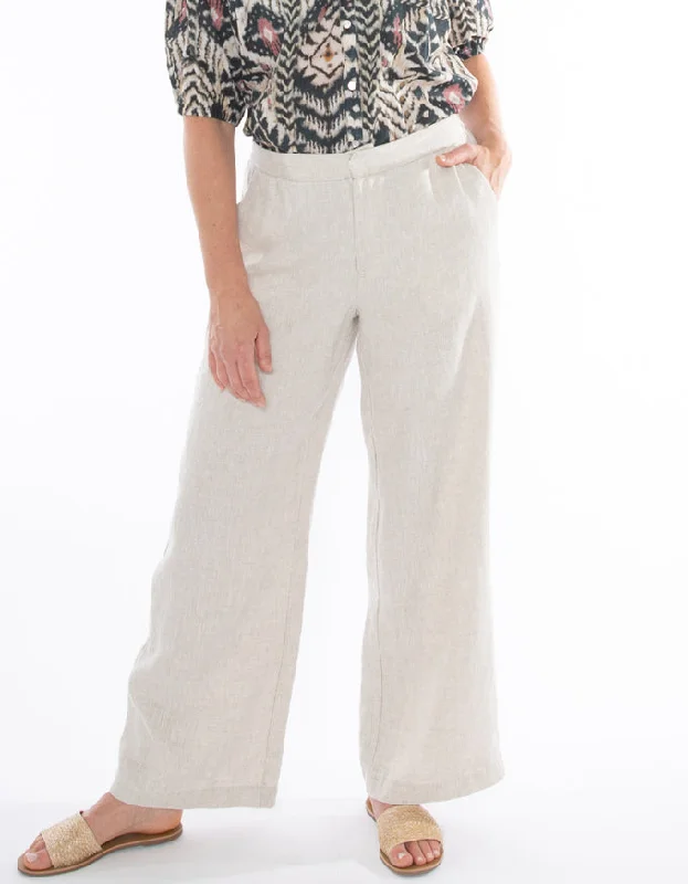 Fly Front Linen Pant Flax