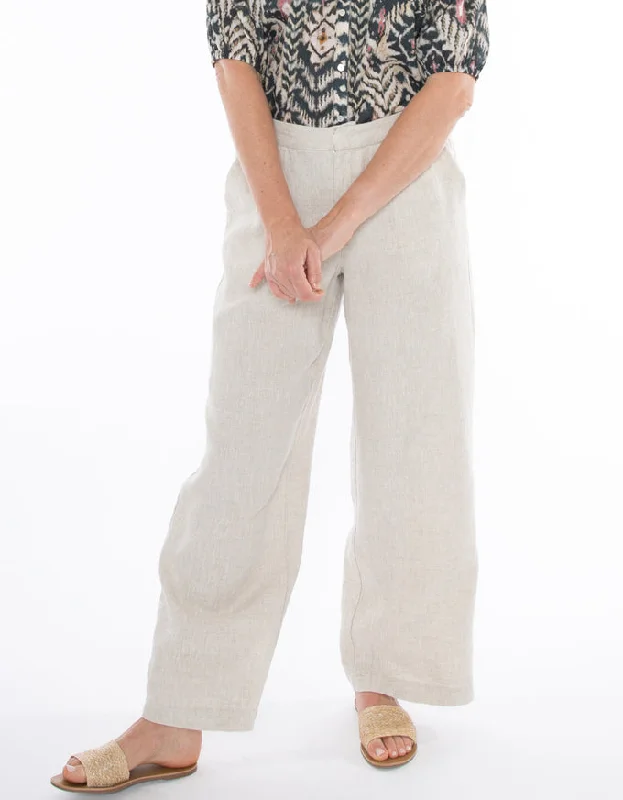 Fly Front Linen Pant Flax