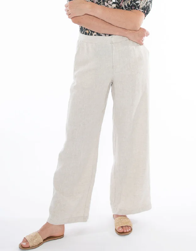 Fly Front Linen Pant Flax