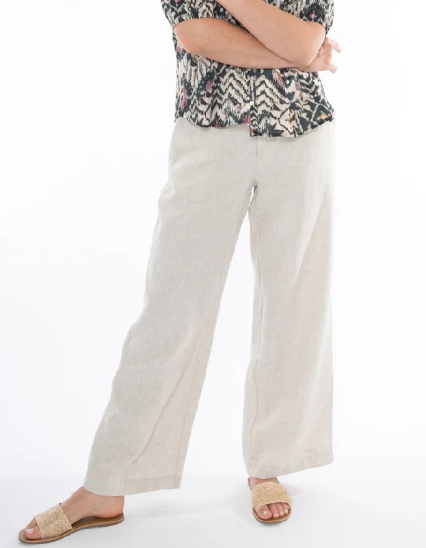 Fly Front Linen Pant Flax