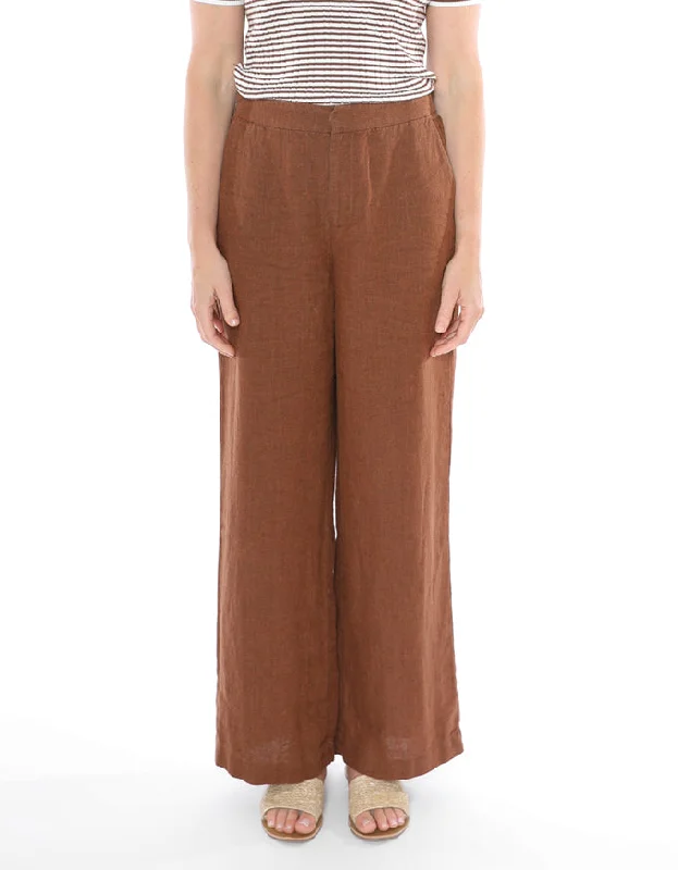 Fly Front Linen Pant Sepia