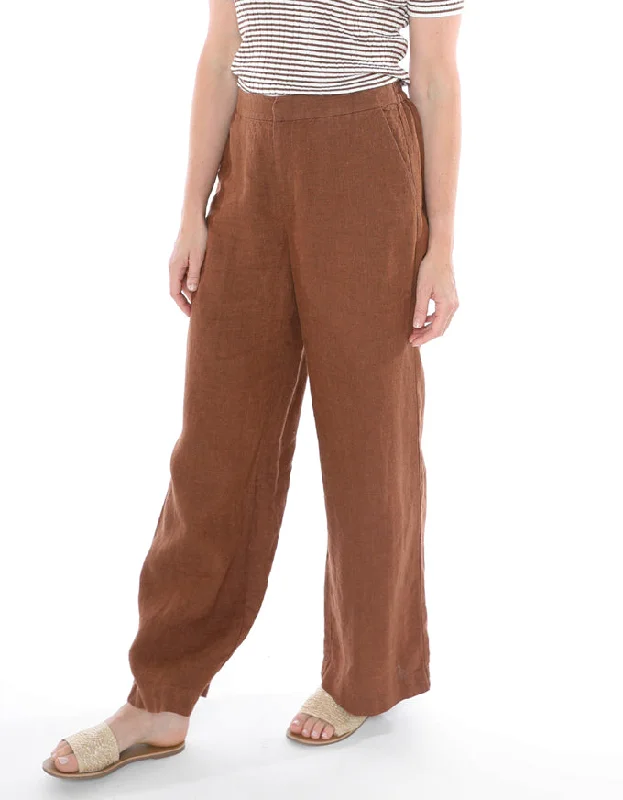 Fly Front Linen Pant Sepia