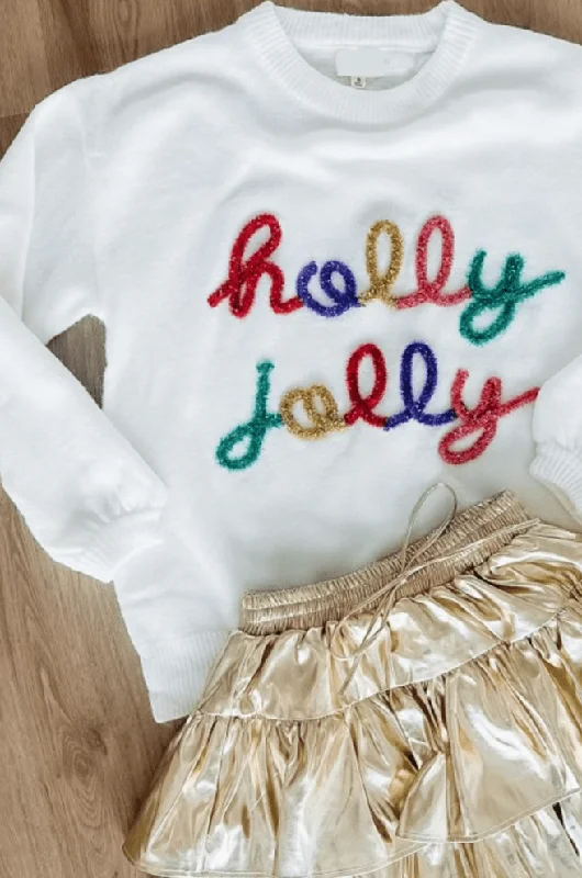 Have a Holly Jolly Christmas Tinsel Sweater - Ivory