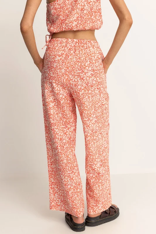 Islander Floral Drawstring Pant Coral