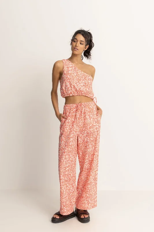 Islander Floral Drawstring Pant Coral