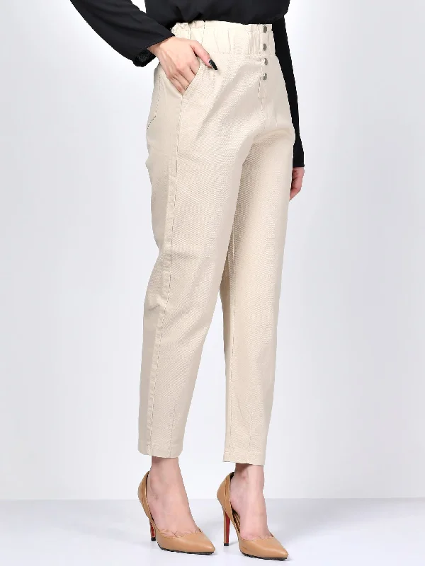 Buttoned Jeans-Beige