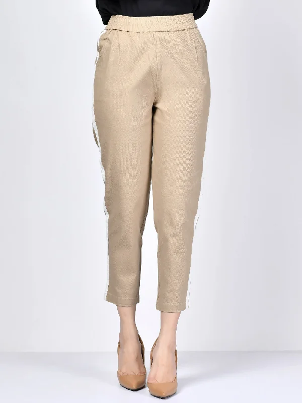 Striped Jeans-Dark Beige