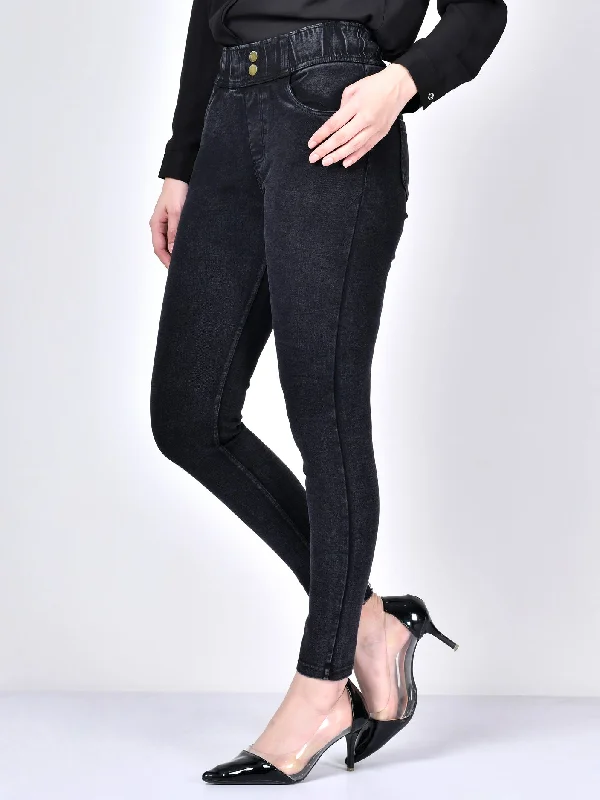 Buttoned Jeans-Black