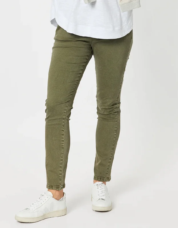 Lily Slim Leg Pull-On Jean Khaki