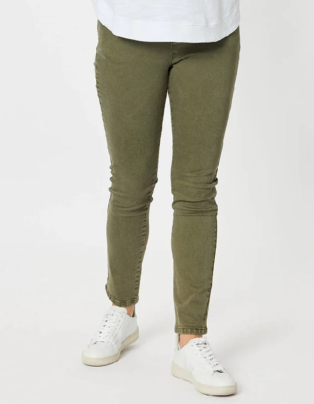 Lily Slim Leg Pull-On Jean Khaki