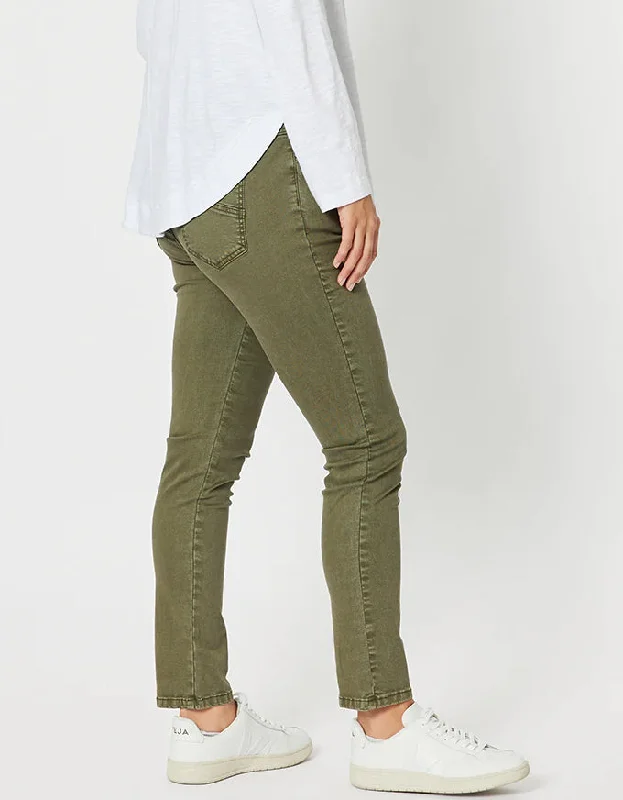 Lily Slim Leg Pull-On Jean Khaki