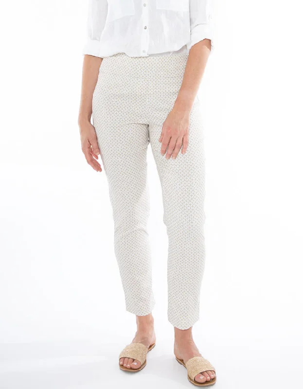 Mini Geo Bengaline Pant Putty/White