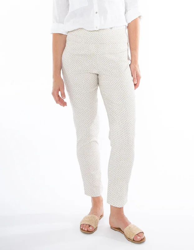 Mini Geo Bengaline Pant Putty/White