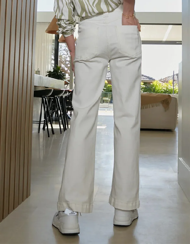 Misika Ivory Flare Trousers