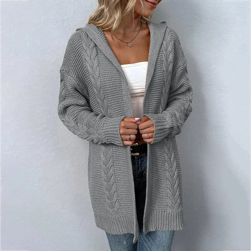 MJ Bethany Hooded Twist Knitwear Cardigan Sweater