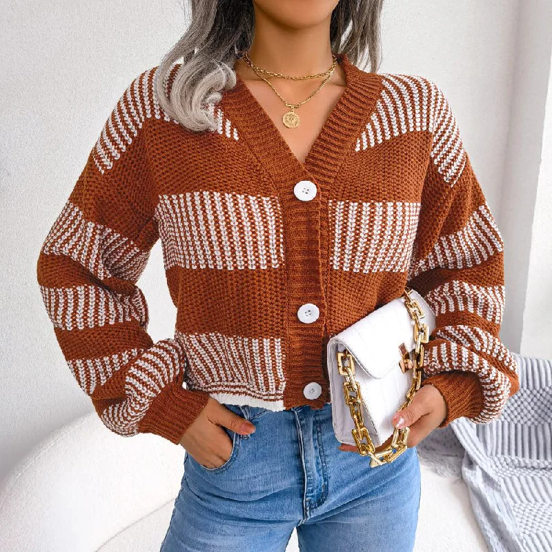 MJ Cali Striped Button Cardigan Sweater