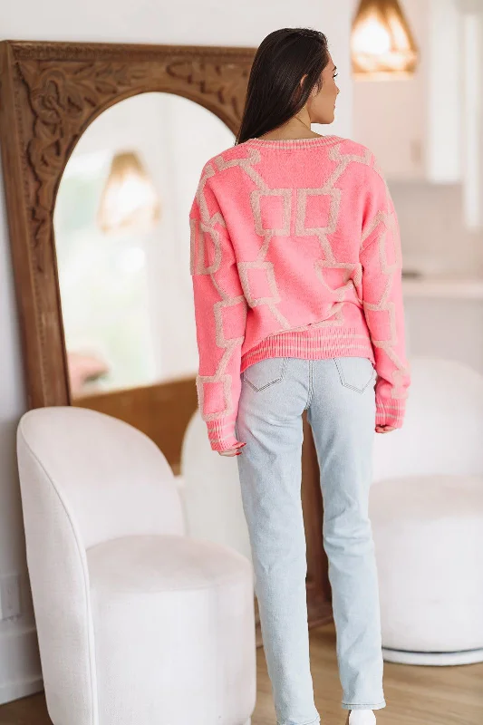 Must Be Designer Cardigan - Pink and Cream