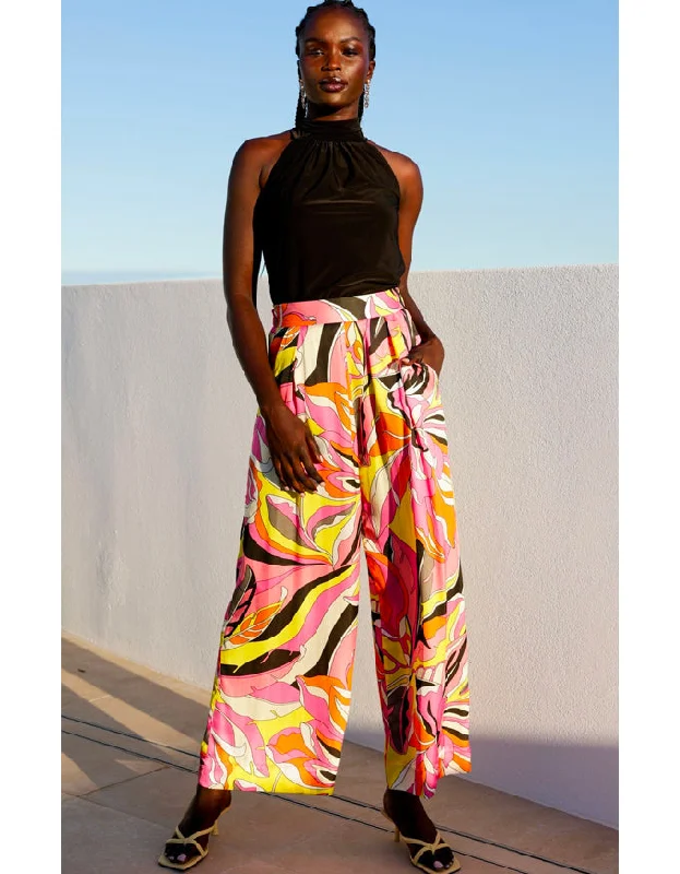 Palazzo Pant Pink & Yellow Abstract