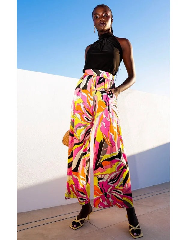 Palazzo Pant Pink & Yellow Abstract