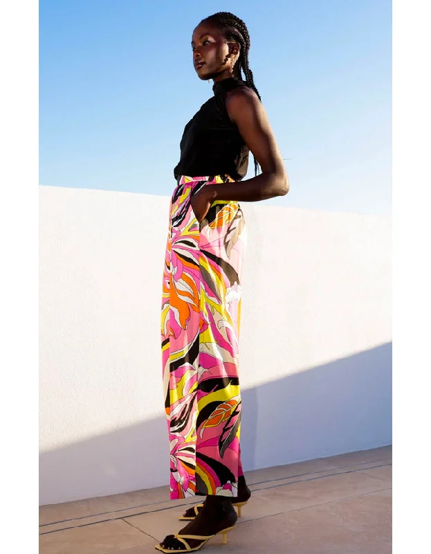 Palazzo Pant Pink & Yellow Abstract