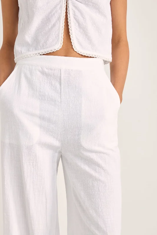 Pearl Wide Leg Pant White