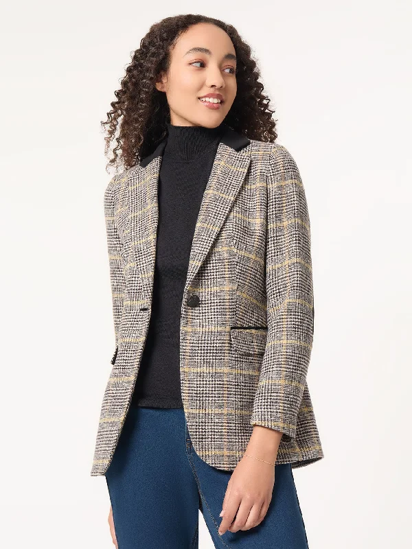 Plaid Notch Collar Jacket