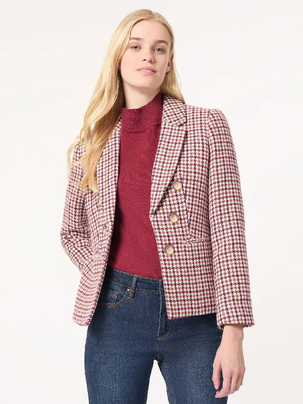 Plus Tweed Faux Double-Breasted Jacket