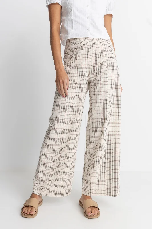 Rumi Check Wide Leg Pant Natural