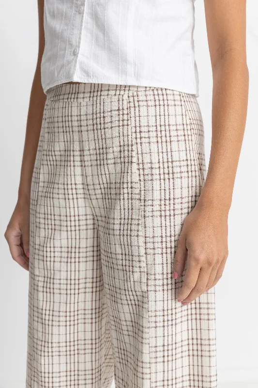 Rumi Check Wide Leg Pant Natural