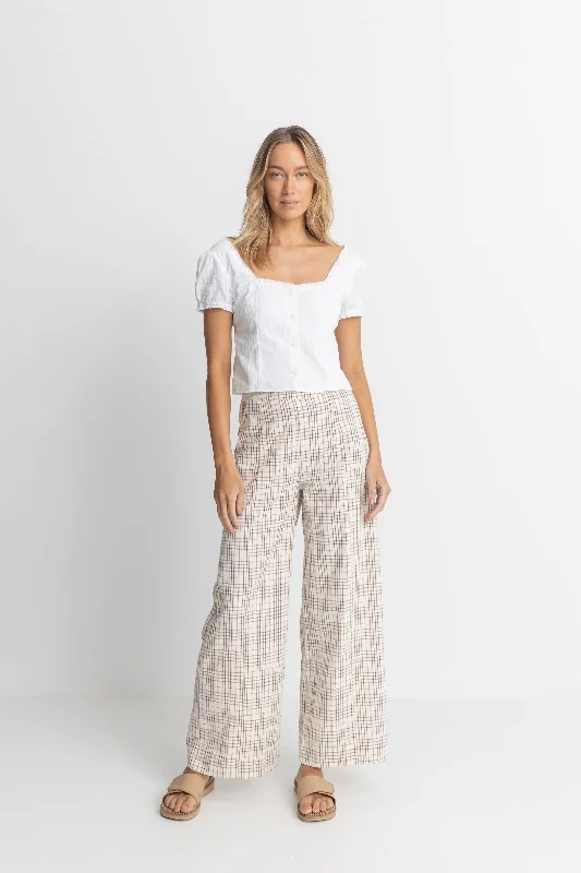 Rumi Check Wide Leg Pant Natural