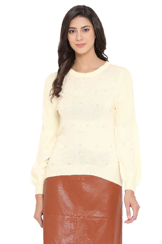 Solid Embellished Casual Jumper