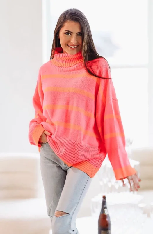 Staying Optimistic Sweater - Pink and Orange (FINAL SALE)