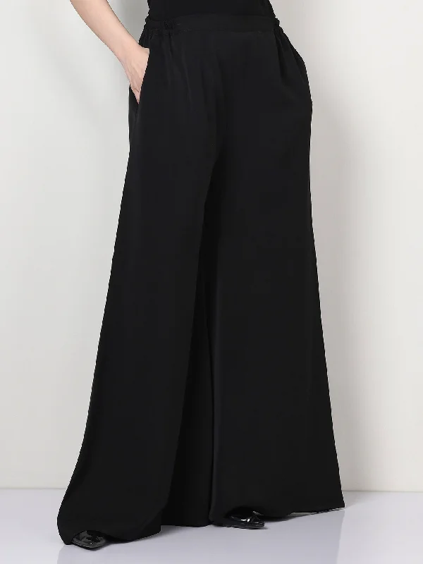 Grip Palazzo Pants - Black