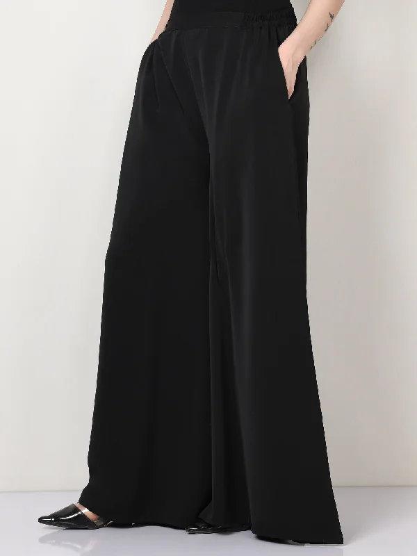 Grip Palazzo Pants - Black