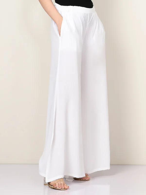 Grip Palazzo Pants - White