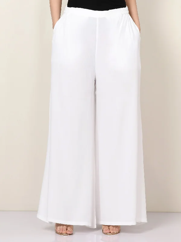 Grip Palazzo Pants - White