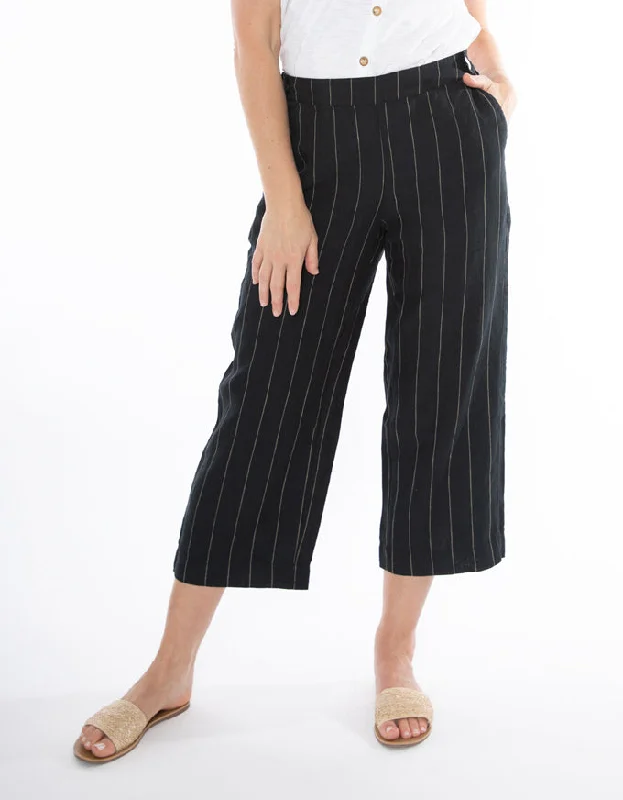 Wide Stripe Linen Pant Black/Putty