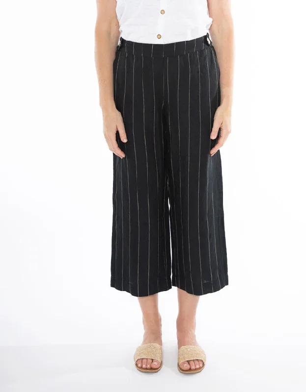 Wide Stripe Linen Pant Black/Putty