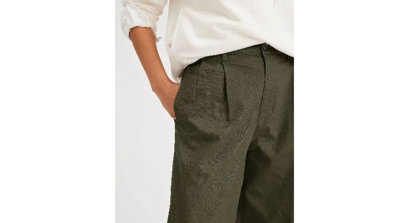 Women's Straight Fit Original Pleated High Wide Khaki Pants