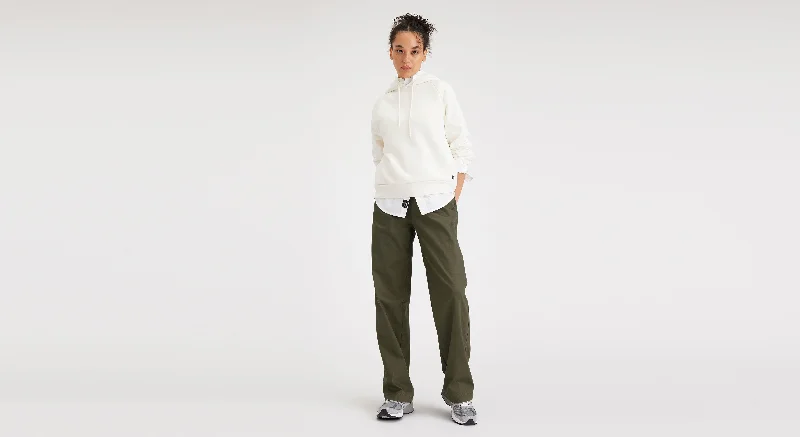 Women's Straight Fit Original Pleated High Wide Khaki Pants