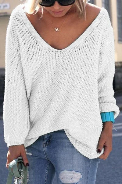 Womens V Neck Knit Sweater