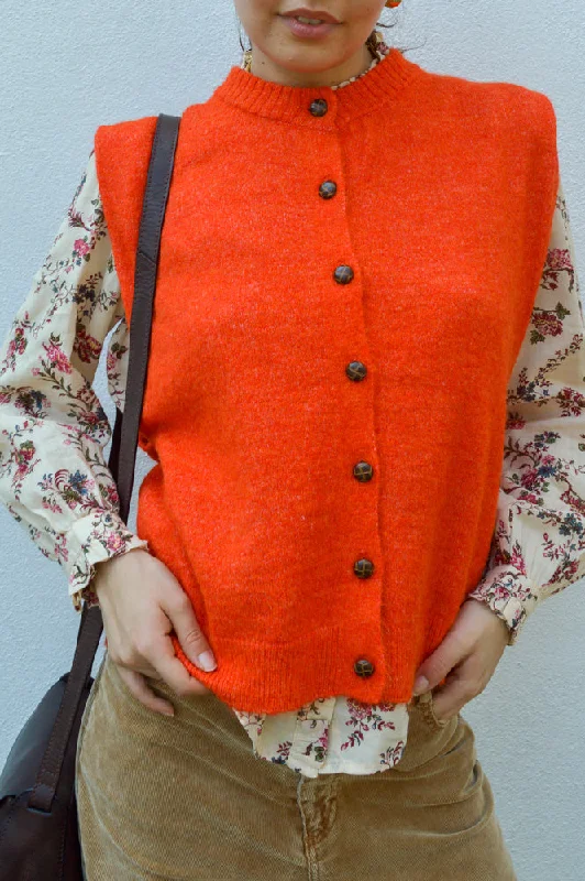 ICHI Lamora Orange Knit Vest